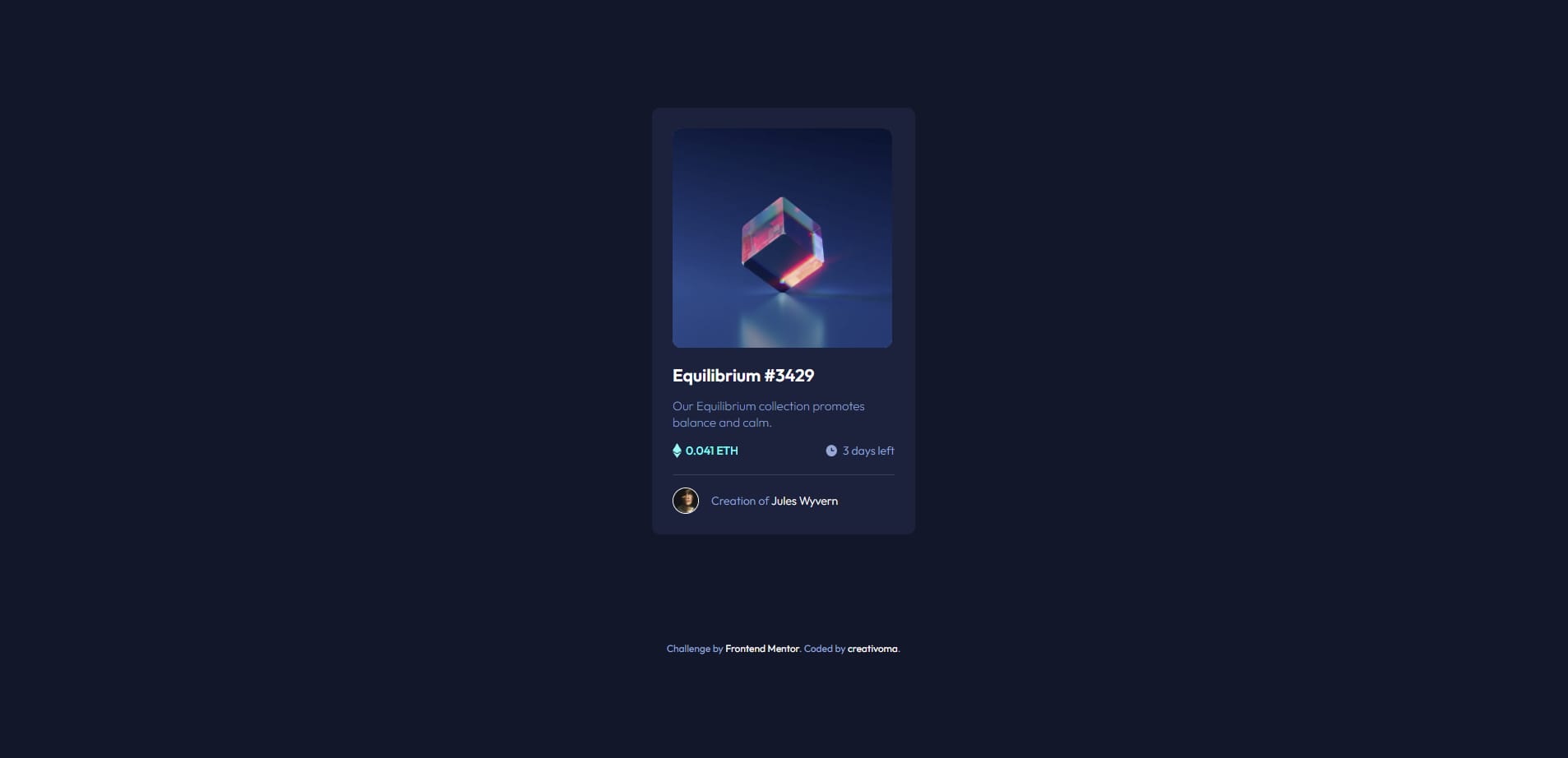 NFT preview card component